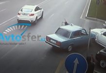 “BMW” qəfil dayandı, “07” “Mercedes”i vurdu – VİDEO