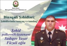 Binəqədinin qəhrəman oğlu – şəhid polkovnik-leytenant Sadıqov Yaşar Füzuli oğlu