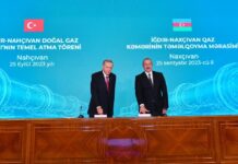 Prezidentlər İğdır-Naxçıvan qaz kəmərinin təməlinin qoyulması mərasimində iştirak ediblər – FOTO