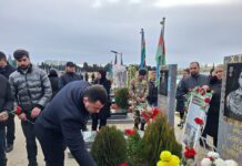 Binəqədidə şəhidin məzarı ziyarət olunub – Foto