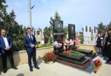 Binəqədidə şəhidin məzarı ziyarət olunub – Foto