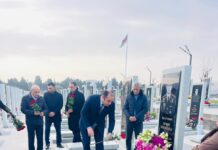 Binəqədidə şəhidin məzarı ziyarət olunub – Foto