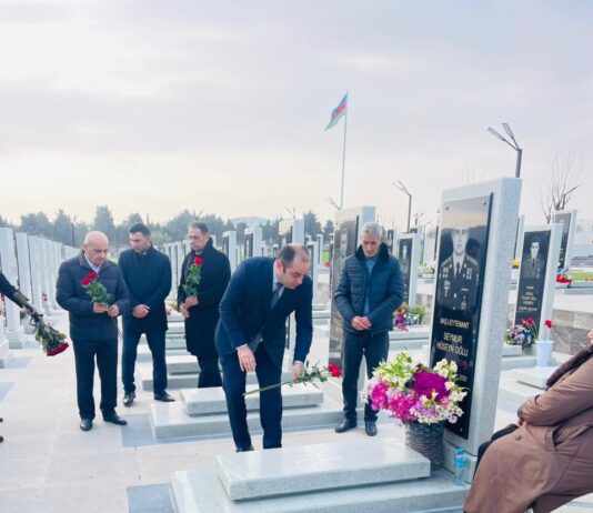 Binəqədidə şəhidin məzarı ziyarət olunub – Foto